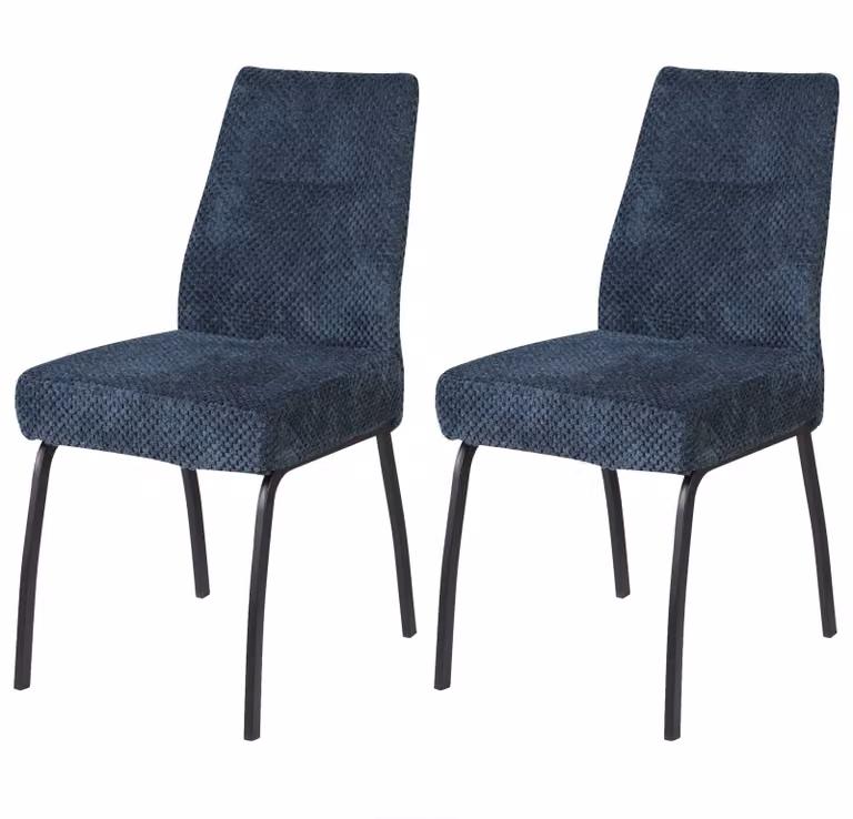 Casa Dolce Sedia da pranzo NADINA, set di 2, 43x61x88 cm, blu, seduta a molle insacchettate, base a stella in metallo