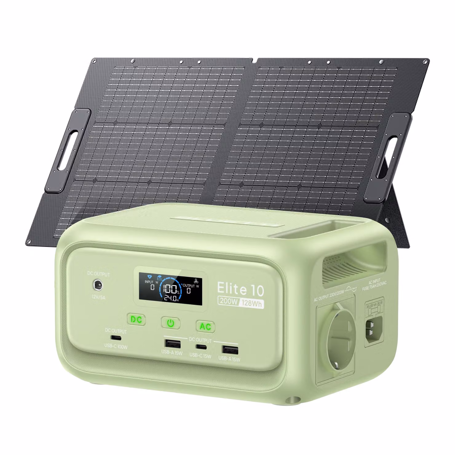 BLUETTI Elite 10 Mini - Stazione di ricarica portatile, 128 Wh LiFePO4, backup UPS da 10 ms, generatore solare per campeggio, viaggi, attività all'aperto, emergenze (verde prato)