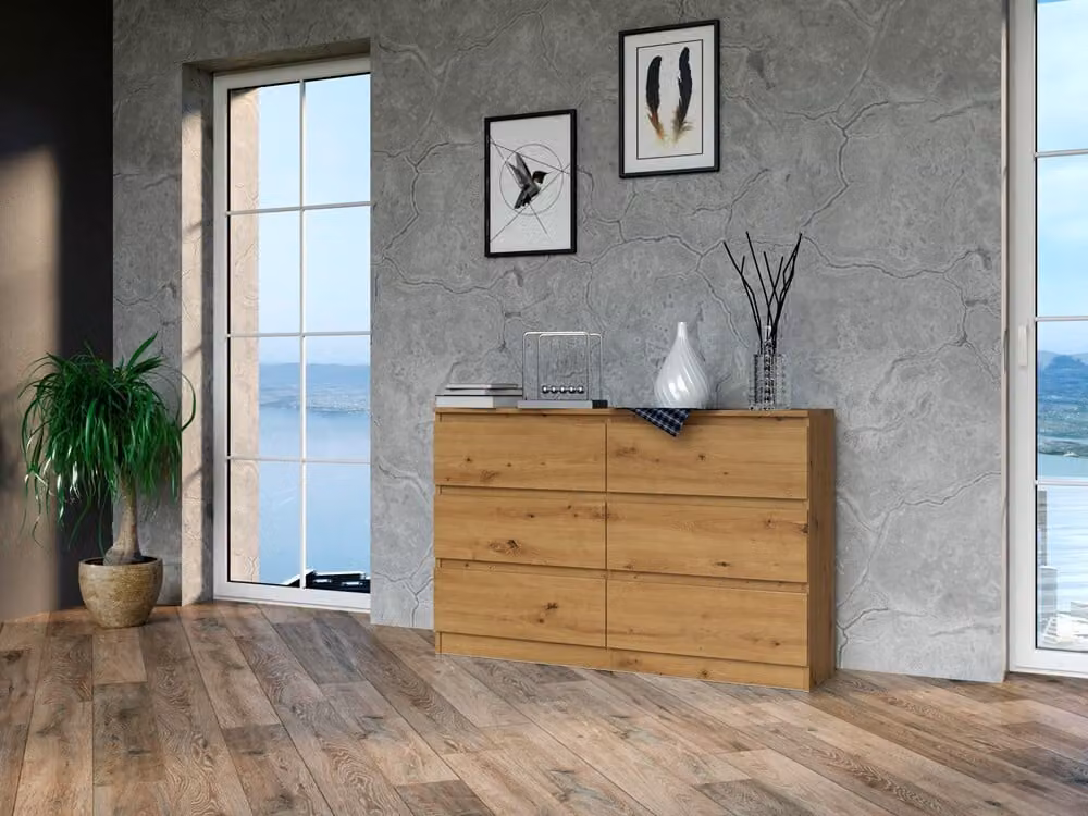 Comò, larghezza 120/140 cm, 6 cassetti
