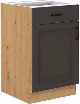 Mobile basso da cucina con cassetto 50 cm FRYZIA - rovere artigianale / grafite