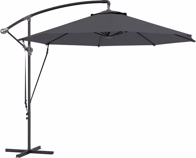 Ombrellone da giardino Giordanoshop rotondo a braccio cantilever in poliestere grigio con protezione UPF 50+, L: 290 cm, H: 243 cm