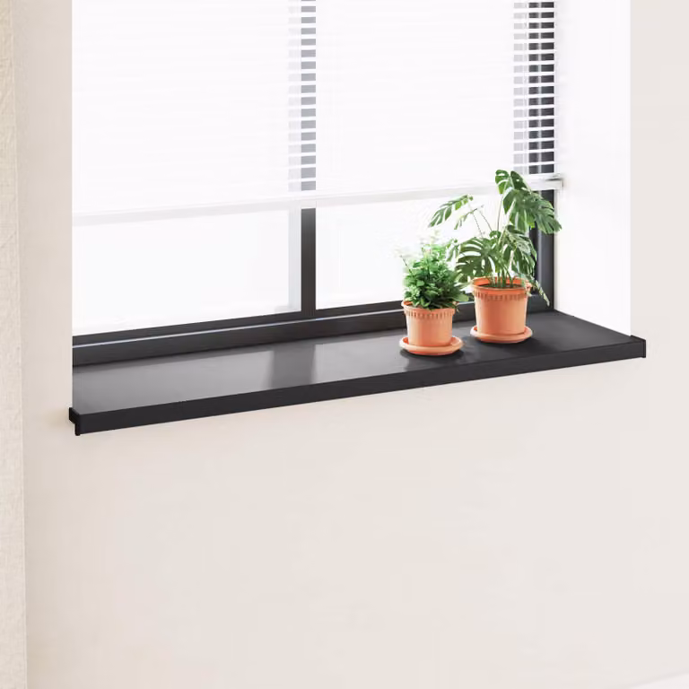 Soglia della finestra vidaXL in PVC nero con venature del legno L: 140 cm, P: 4,5 cm, H: 0,6 cm