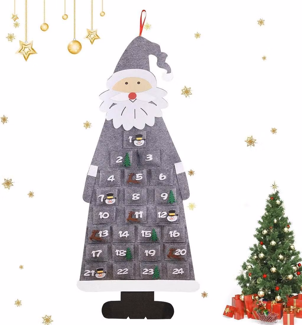 Calendari dell'Avvento con tasche da riempire per bambini - Calendario dell'Avvento in feltro, da appendere