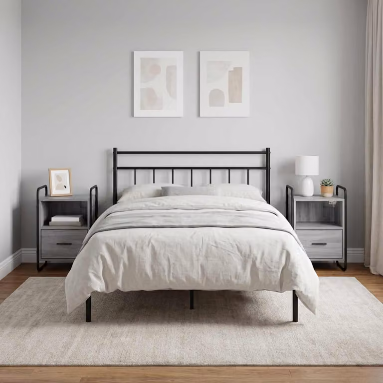 Set di 2 Mobiletti da Letto Appesi vidaXL in Colore Grigio e Nero, L 40 cm x P 30 cm x H 60 cm