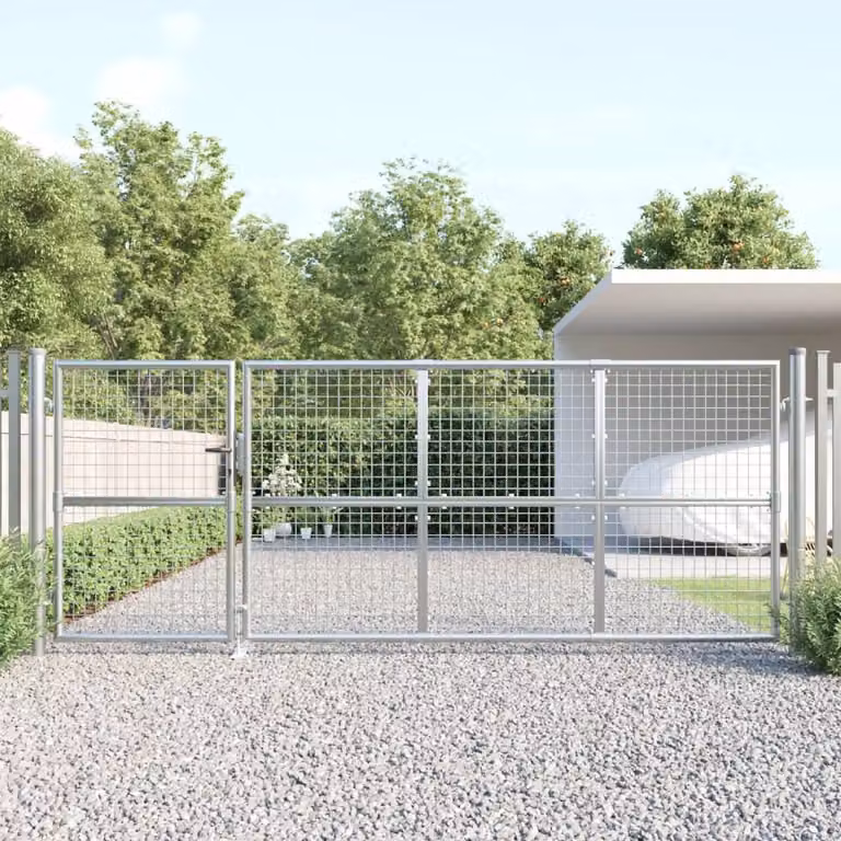 Maison Exclusive - Cancello da giardino a maglie, argento, 350x125 cm, acciaio zincato
