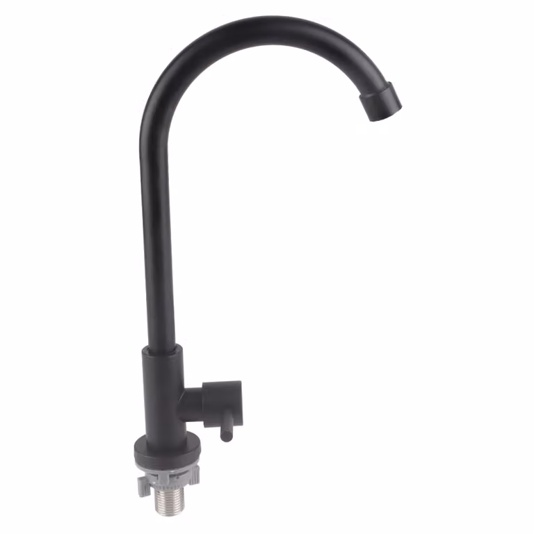 Rubinetto G1/2 girevole a 90 gradi Rubinetto semplice freddo nero opaco per lavello cucina Lavabo