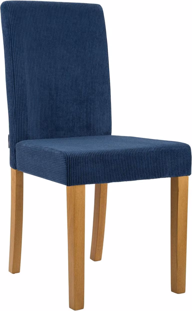 Sedia da pranzo blu - Sedia in tessuto a coste - Comodo cuscino - Design moderno