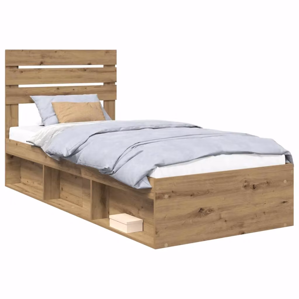 Letto con testiera e giroletto vidaXL in legno di pino color marrone L/P/H: 196 x 80 x 78 cm – 2