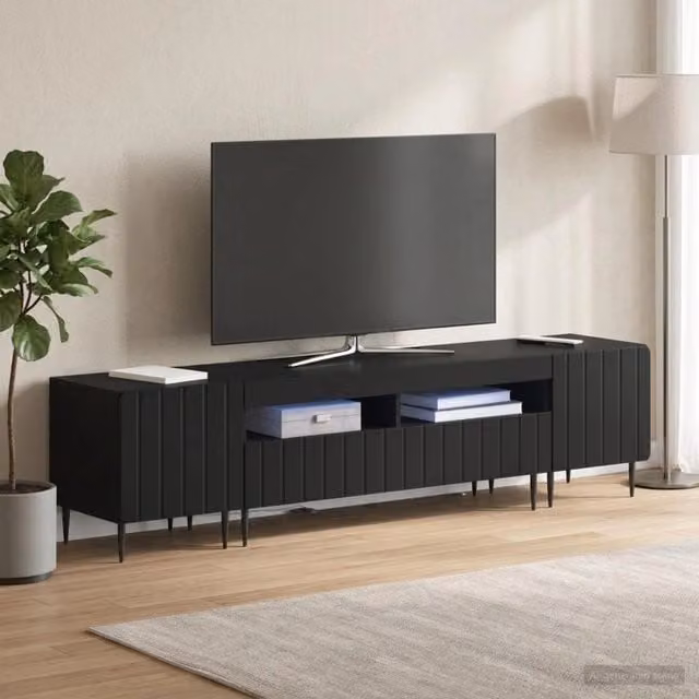 Mobile TV LED a 3 pezzi ZWOLLE Nero Legno ingegnerizzato 3416513