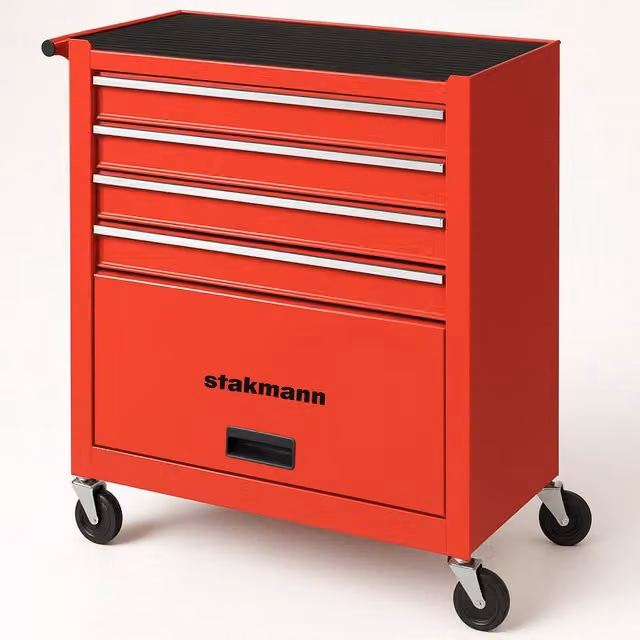 Carrello portautensili Giordanoshop in acciaio rosso con 4 cassetti e ruote, L/P/H: 45 x 45 x 105 cm – 1