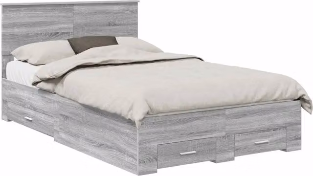 Letto matrimoniale | Letto per adulti | Struttura del letto con testiera Grigio Sonoma 135 x 190 cm