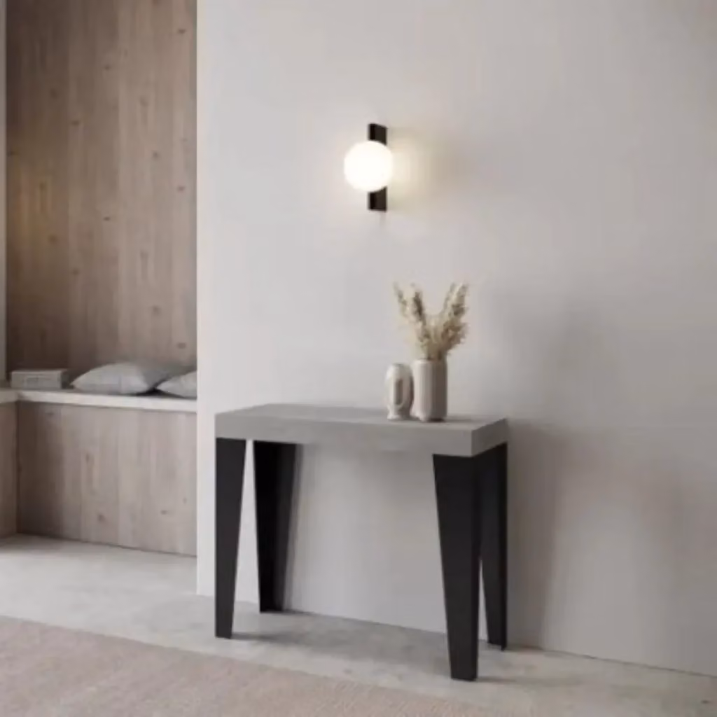Consolle allungabile Itamoby Flame Premium colore cemento con gambe antracite L/P/H: 90 x 40 x 77 cm, estensibile fino a 300 cm – 2