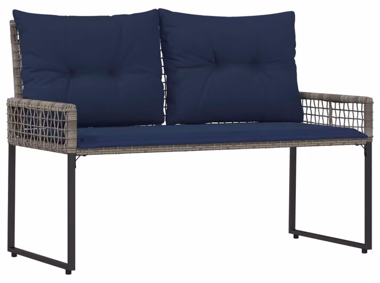 Panchina da esterno Grigio e Blu Navy 118 x 55 x 82 cm