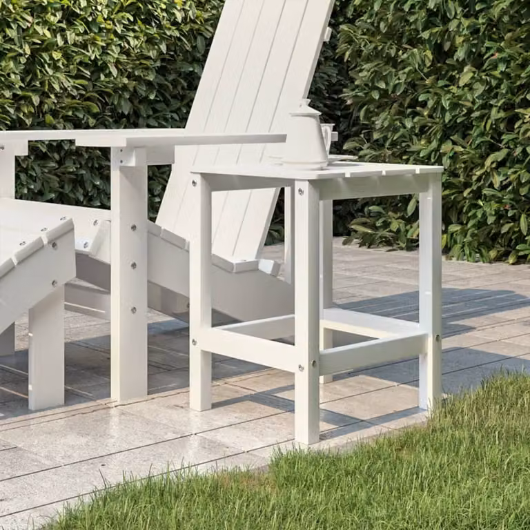 The Living Store Tavolo da giardino Adirondack bianco 38x38x46 cm HDPE