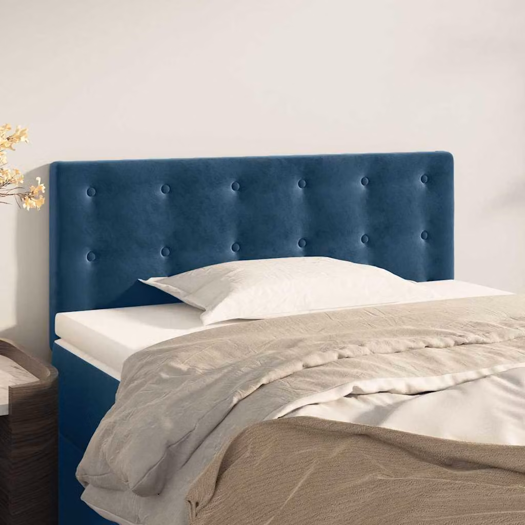 Testiera per letto vidaXL in velluto blu scuro, L: 100 cm, P: 5 cm, H: 78-88 cm