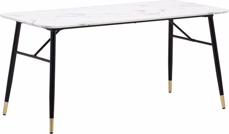 Tavolo da pranzo 160x80x76 cm tavolo da pranzo bianco in marmo look moderno, tavolo da cucina grande, tavolo da pranzo rettangolare, tavolo da sala da pranzo con gambe in metallo | Wohnling