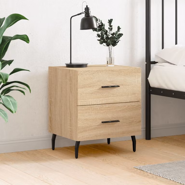 Comodino vidaXL in Rovere Sonoma e Legno Multistrato, Design Moderno, L 40 cm x P 35 cm x H 47,5 cm