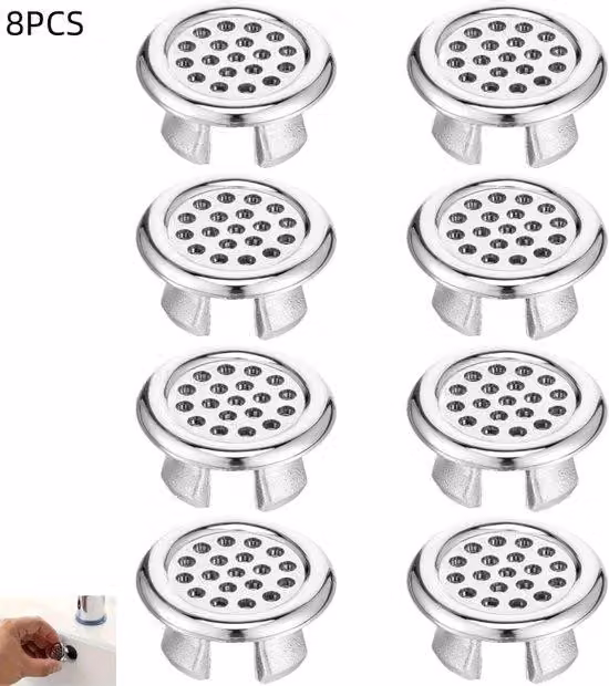 Set da 8 pezzi - Anelli di scarico argentati per vasche da bagno, cucine e lavandini - Acciaio inossidabile - Bordo di scarico - Copertura per troppopieno vasca da bagno - 30x15 mm