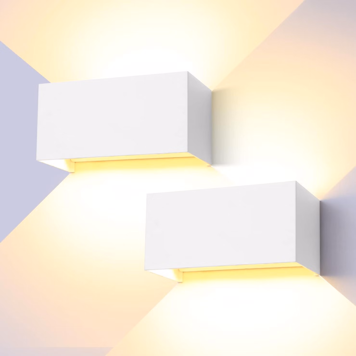 Confezione da 2 lampade a LED da parete, 24W, grado di protezione IP65, alluminio, luce bianco caldo 3000K