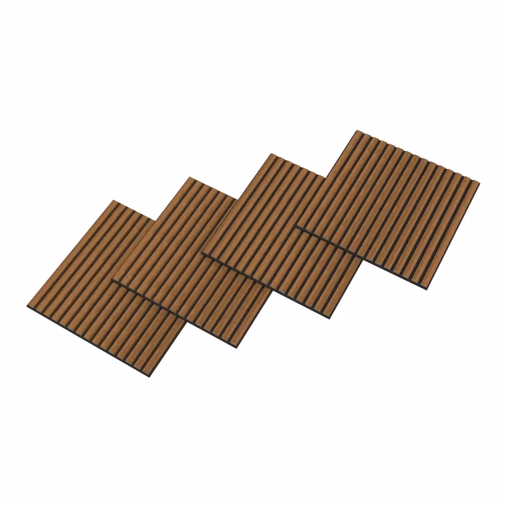 Set di 12 pannelli acustici NEU.HOLZ effetto legno teak marrone, superficie totale 4,32 m² – 2