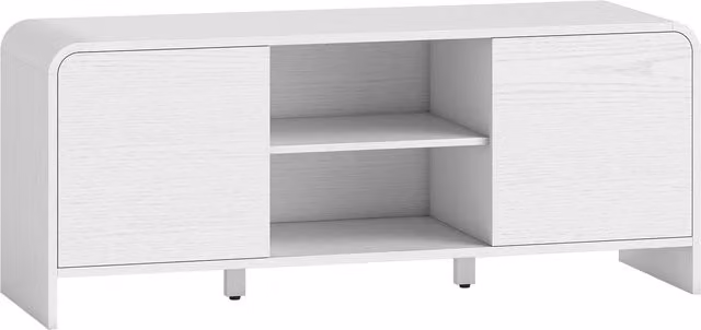 Mobile TV HOMCOM in stile scandinavo con 2 ante, 2 scomparti e ripiano regolabile, Bianco, L 110 x P 35 x H 45 cm – 1
