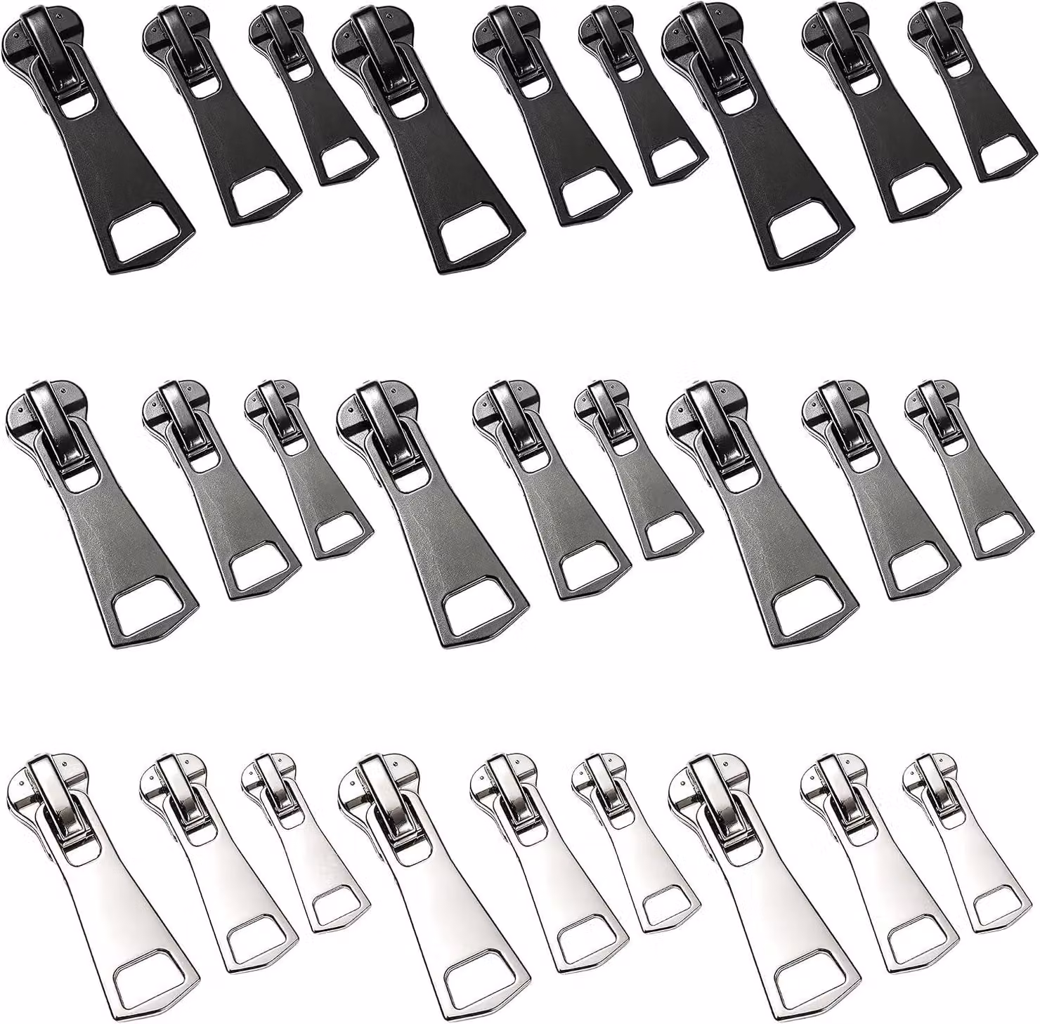 Kit di ricambio per cerniere metalliche, composto da 27 pezzi, disponibile in 3 colori e 3 dimensioni, adatto per abbigliamento e borse