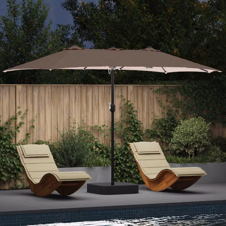 Ombrello da giardino cantilever vidaXL in poliestere e acciaio, L: 385 cm, P: 209 cm, H: 244 cm