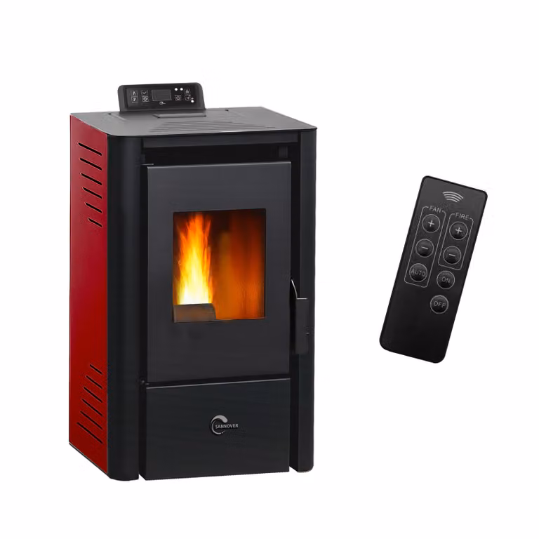 Stufa a pellet ad aria Anita 9,4 kW Sannover bordeaux