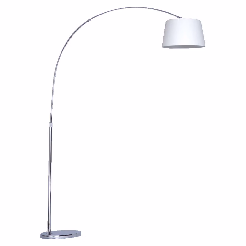 Lampada da terra MEDIAN 1xE27/40W cromo con paralume in tessuto bianco