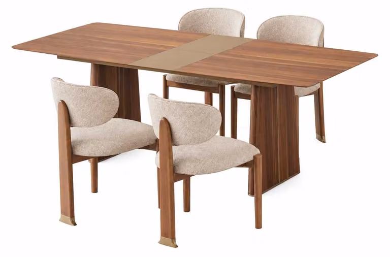 Tavolo da pranzo con 4 sedie, design completo, set di mobili per la sala da pranzo
