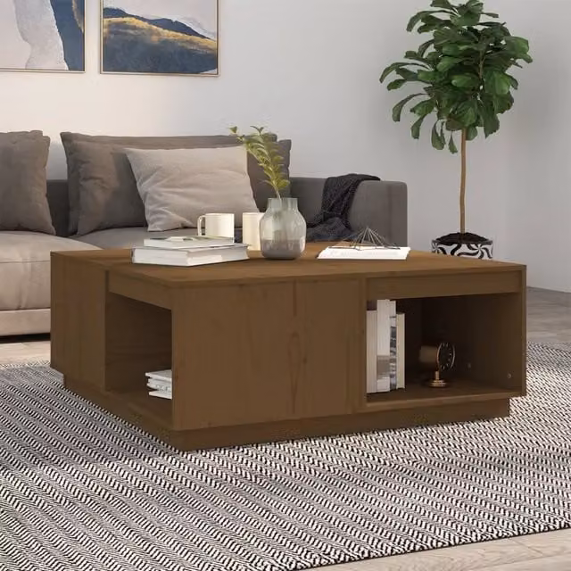 Tavolino da salotto rustico vidaXL in legno di pino marrone L: 100 cm, P: 100 cm, H: 40,5 cm