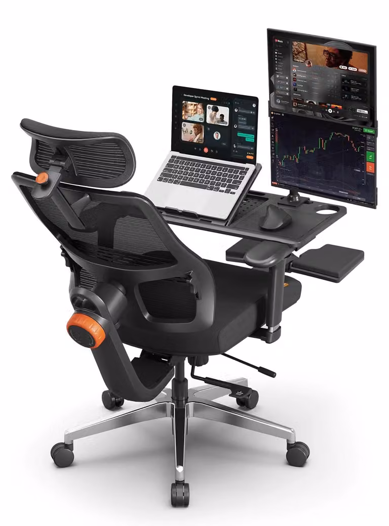 Sedia da ufficio ergonomica - Sedia girevole con poggiapiedi - Schienale automatico - Poggiatesta regolabile e braccioli 4D - Supporto lombare, rete, portata massima 136 kg
