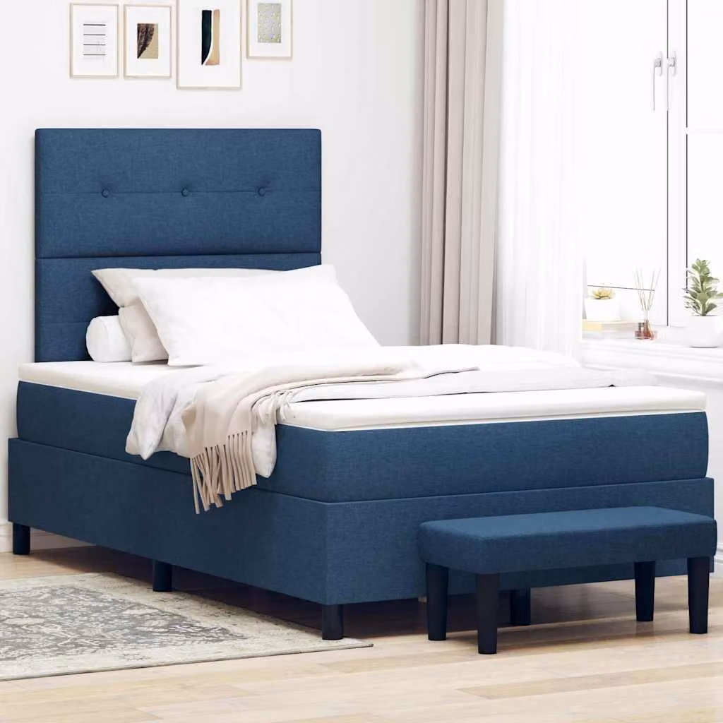 Maison Exclusive - Letto boxspring con testiera blu 120 x 190 cm in tessuto