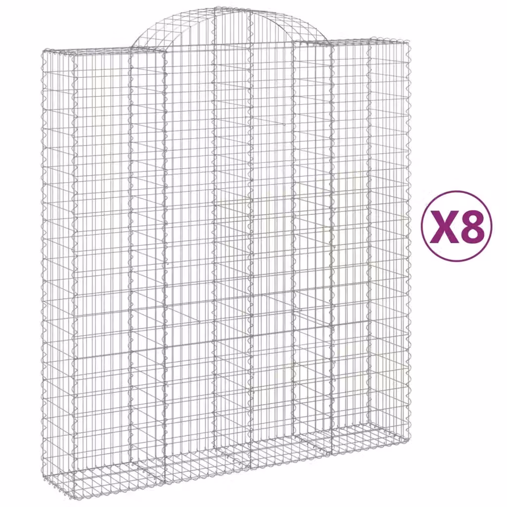 Set di 8 Cesti Gabbioni ad Arco Videx in Acciaio Zincato Argento L: 200 cm, P: 50 cm, H: 220/240 cm – 2