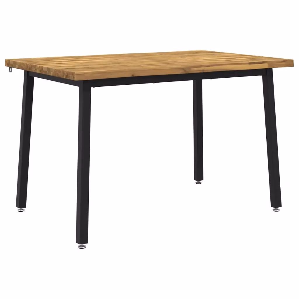 Tavolo da pranzo rettangolare moderno vidaXL in legno di acacia massello con bordo naturale bianco e nero L: 120 cm, P: 80 cm, H: 75 cm – 2