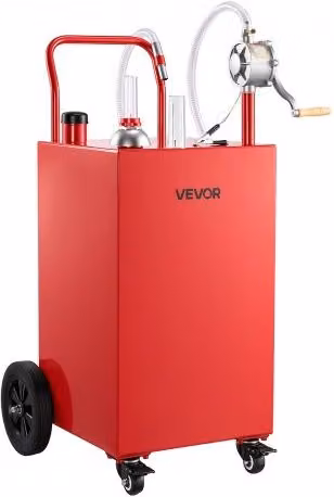 VEVOR Serbatoio Carburante Carrellato da 151,4L Acciaio al Carbonio Rosso, Carrello per Rifornimento Carburante con Pompa Manuale e 4 Ruote, per Benzina e Diesel, per Auto, Tosaerba, ATV, Barche, Moto