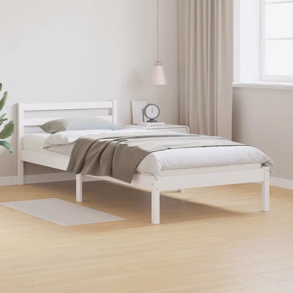 Struttura del letto con testiera vidaXL in legno di pino bianco L/P/H: 225,5 x 105,5 x 69,5 cm