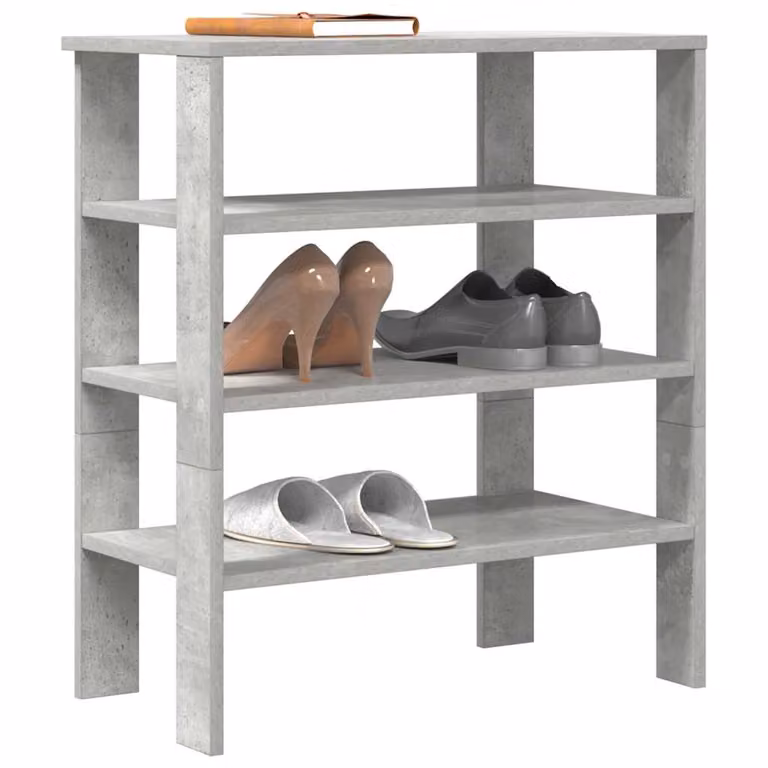Scarpiera moderna vidaXL in legno e MDF grigio con ripiani interni, L: 61 cm, P: 32 cm, H: 70 cm
