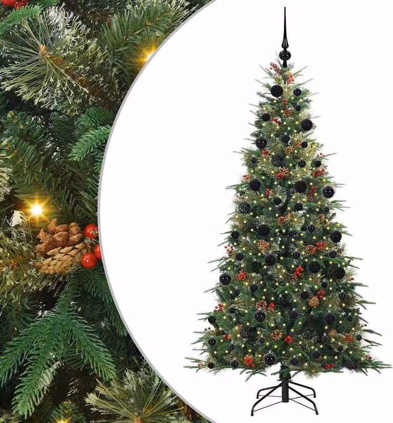 Albero di Natale Artificiale con Rami Pieghevoli Verde 210 cm