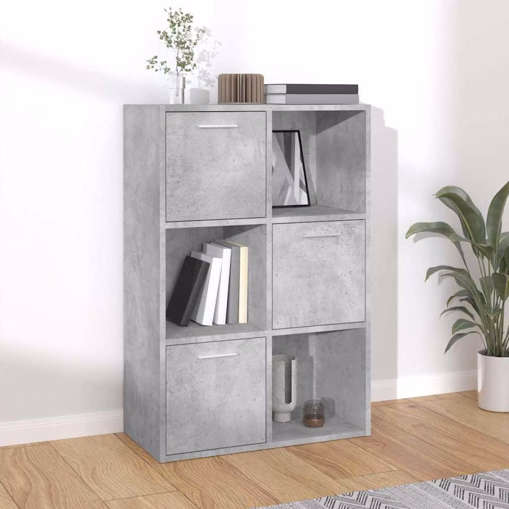 Armadietto freestanding vidaXL in legno multistrato grigio cemento con ante a battente e ripiani interni L/P/H: 60 x 29,5 x 90 cm