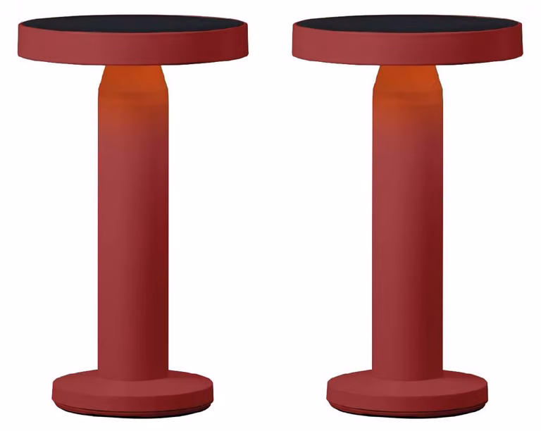 Luxus Europe - Lampada da tavolo solare Rio - Set da 2 - Bordeaux - Lampada da tavolo LED solare senza fili per esterni - Alimentazione a energia solare e ricarica tramite USB-C