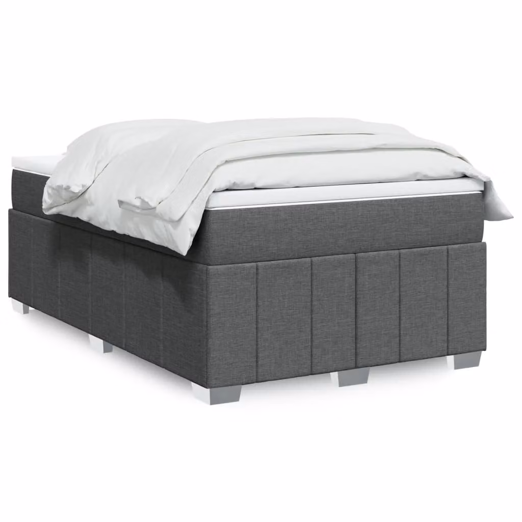 vidaXL Giroletto a Molle con Materasso Ibrido in Tessuto Grigio e Bianco, L/P/H: 120 x 200 cm