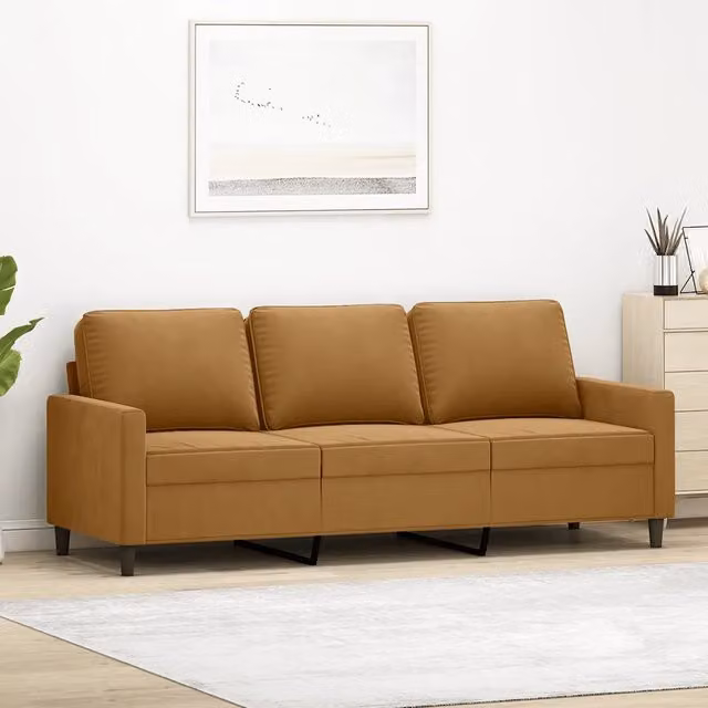 Divano a 3 Posti Marrone 180 cm in Velluto 359216