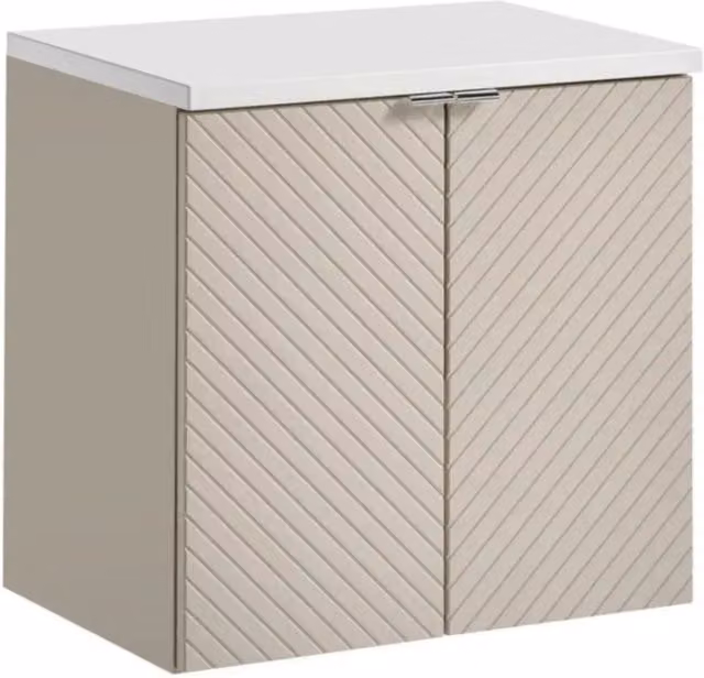 Set da bagno AOKI: mobiletto sotto lavabo con ante 60cm + piano lavabo bianco