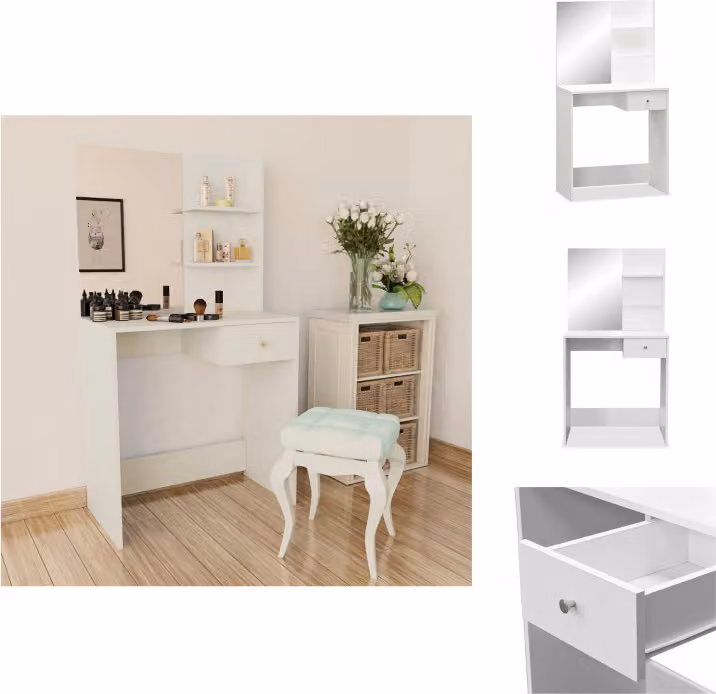 vidaXL Tavolo da toilette in legno 75x40x141 cm Bianco - Tavoli da toilette
