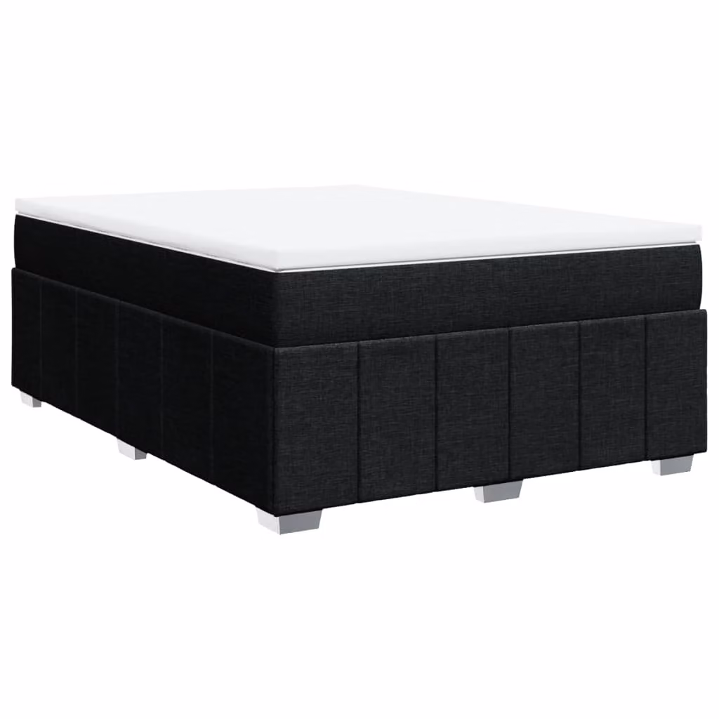Giroletto a Molle con Materasso Nero 160x200 cm in Tessuto
