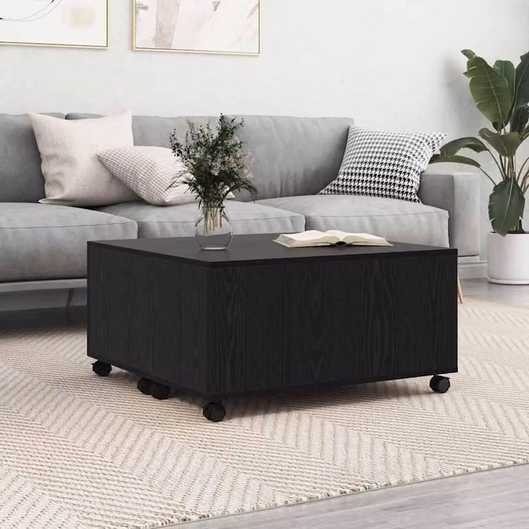Maison Exclusive - Tavolino nero effetto rovere 75 x 75 x 38 cm Materiale ligneo