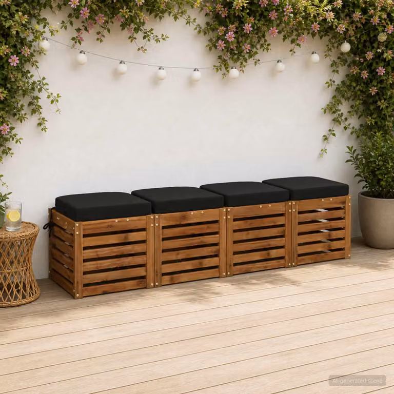 Set di 4 cuscini per sedile vidaXL SOEST in poliestere, colore nero