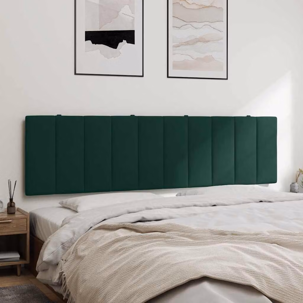 vidaXL Cuscino Testiera Hanko in Velluto Verde Scuro L: 180 cm, H: 45 cm, P: 3 cm