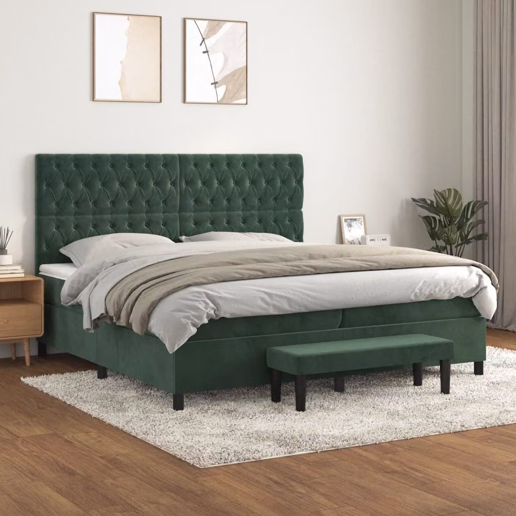 Maison Exclusive - Giroletto a Molle con Materasso Verde Scuro 200x200 cm Velluto